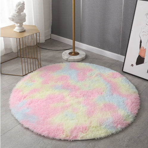 Fluffy Round Rug Carpets For Living Room Decor Faux Fur Carpet Kids Room Long Plush Rugs For Bedroom Shaggy Area Rug Modern Mat
