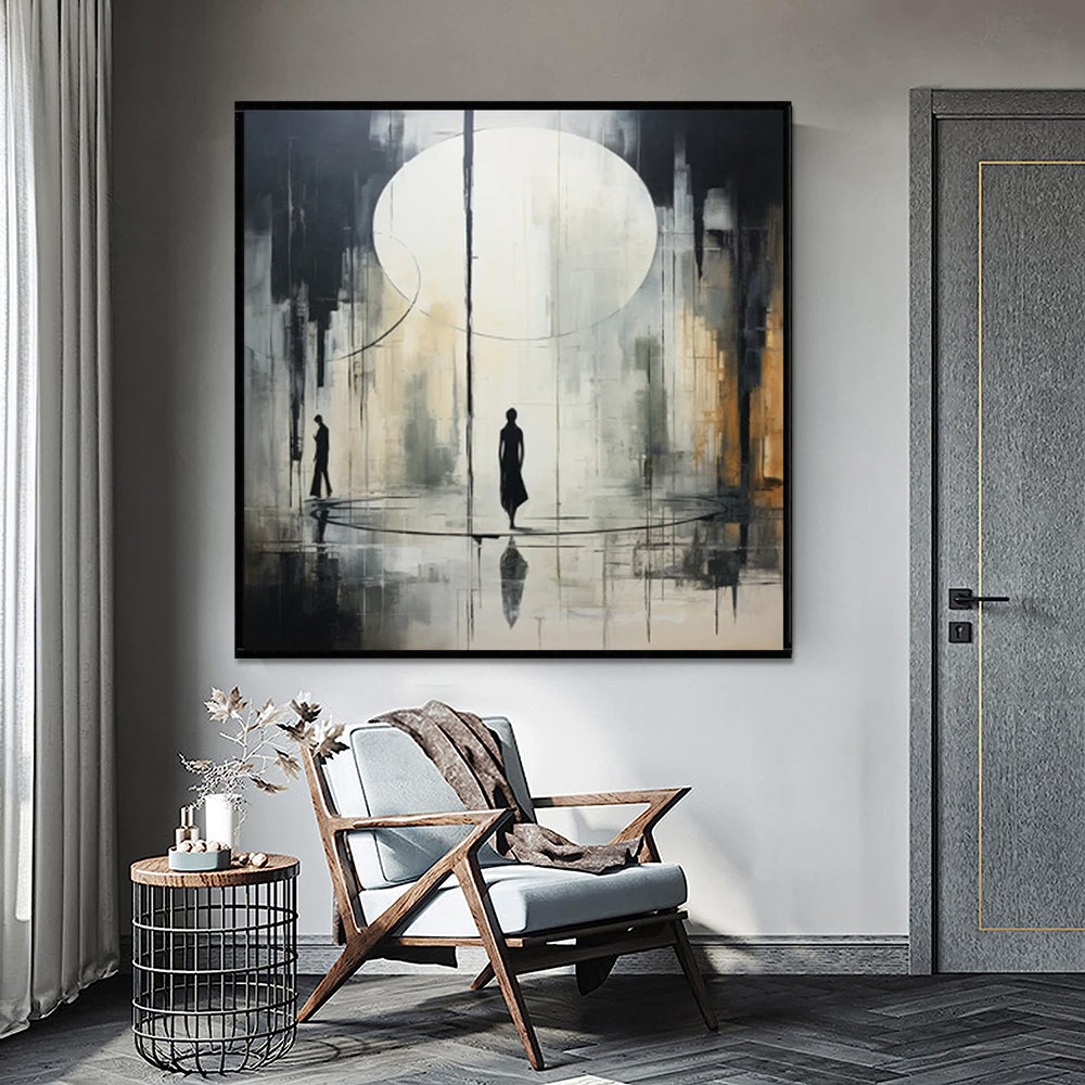 Handmade Oil Painting Canvas Wall Art Decoration Black And White Abstract   Artwork Medieval Black Neoclassicism Wall Decor Street For Home Office Decor